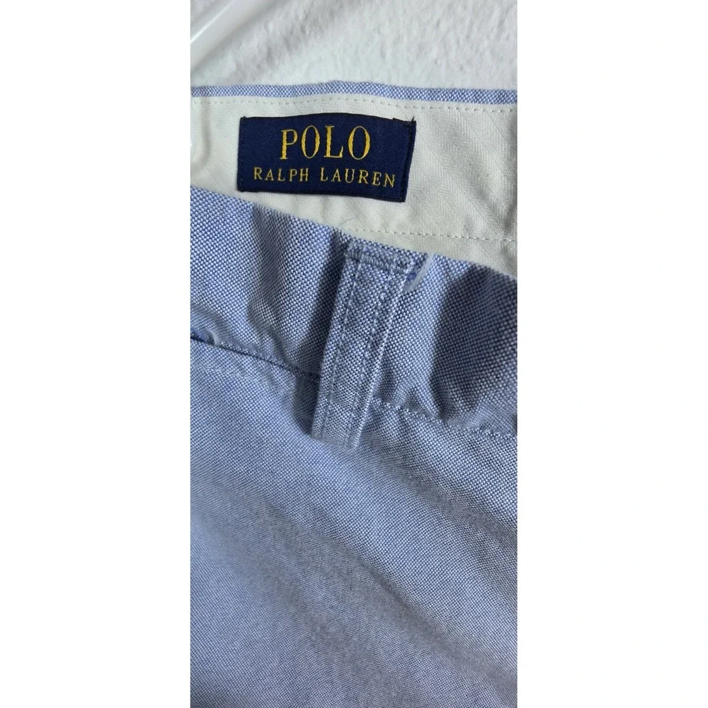 Polo Ralph Lauren Shorts Mens 33 Light Blue Oxford Cotton Flat Front Casual